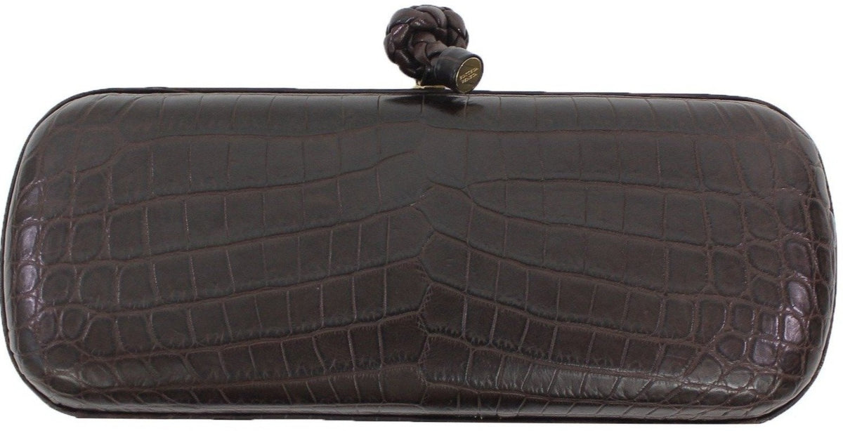 Bottega Veneta Brown Embossed Studded Knot Clutch