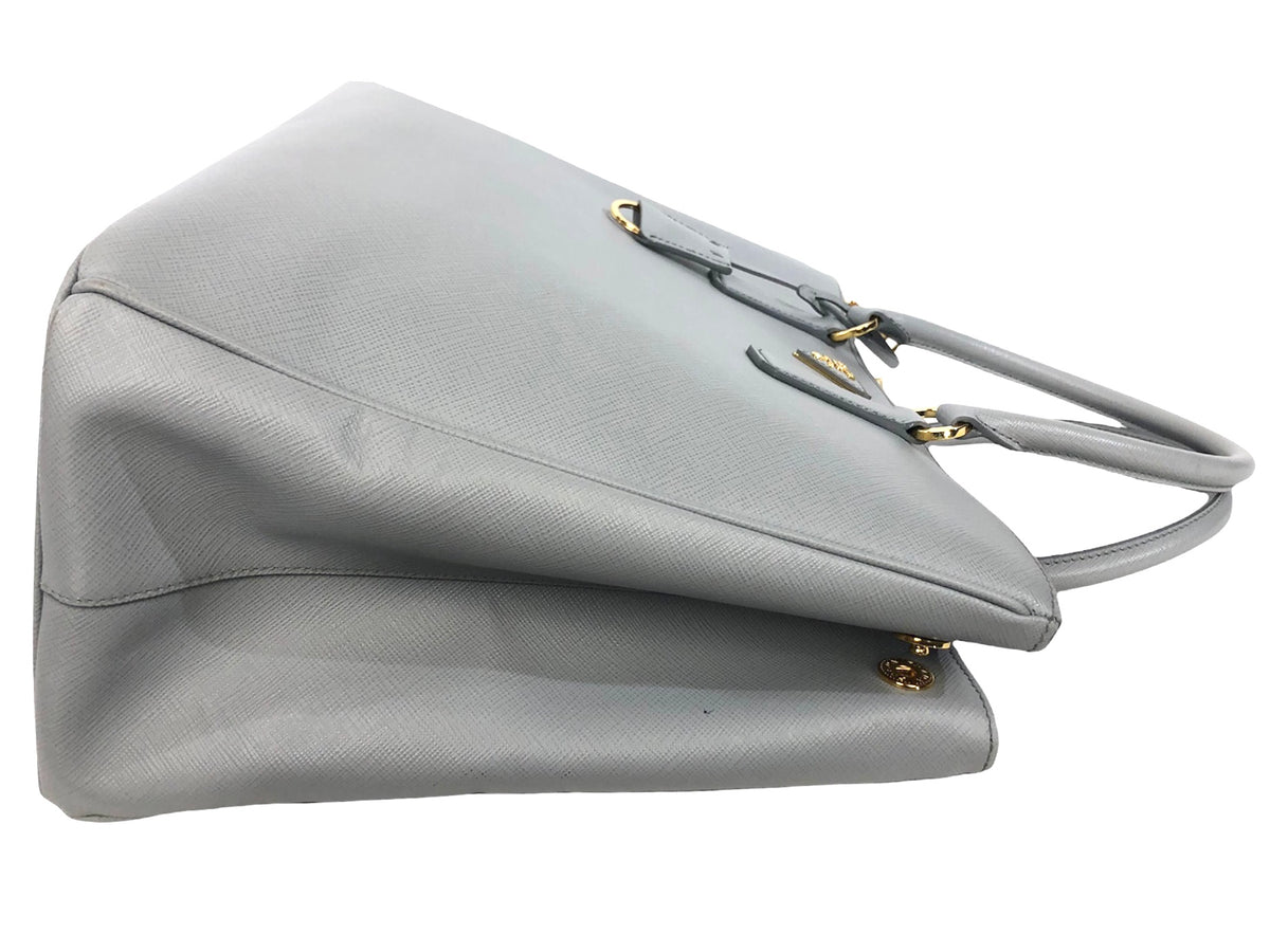 Galleria Grey Saffiano Leather Convertible Bag/Tote