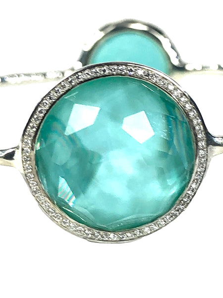 Sterling Silver Rock Candy Swiss Turquoise & Diamond Bangle