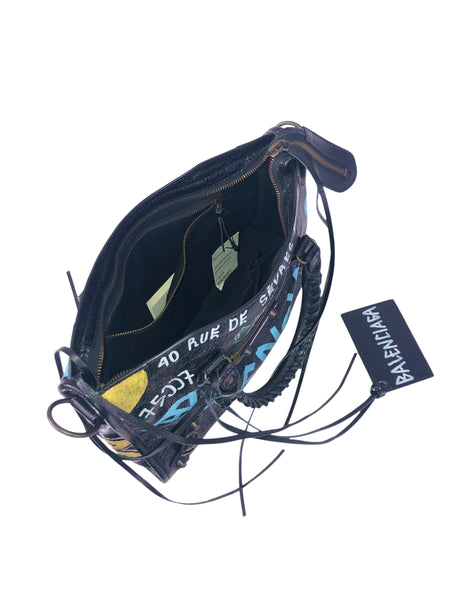 Agneu Graffiti All Over Classic Small Black Handbag