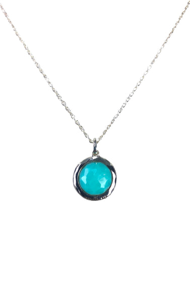 Stella Lollipop Pendant Necklace in Turquoise Doublet with Diamonds