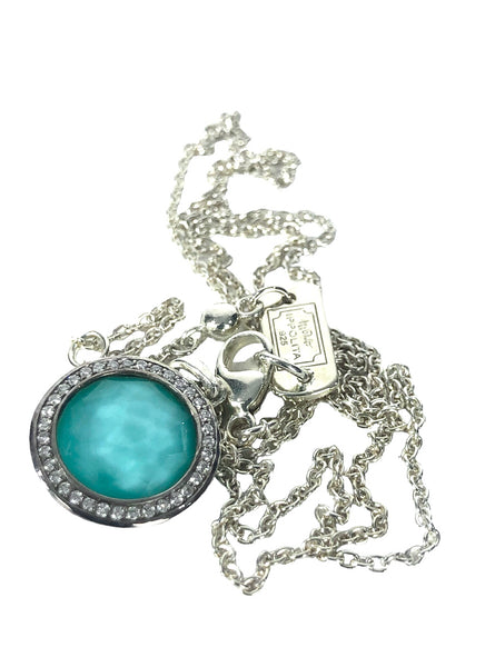 Stella Lollipop Pendant Necklace in Turquoise Doublet with Diamonds