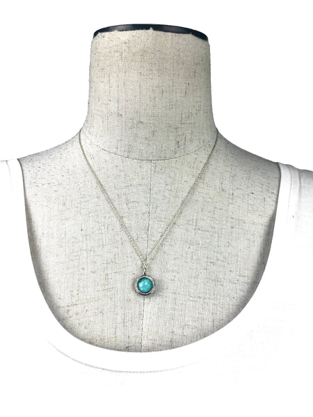 Stella Lollipop Pendant Necklace in Turquoise Doublet with Diamonds