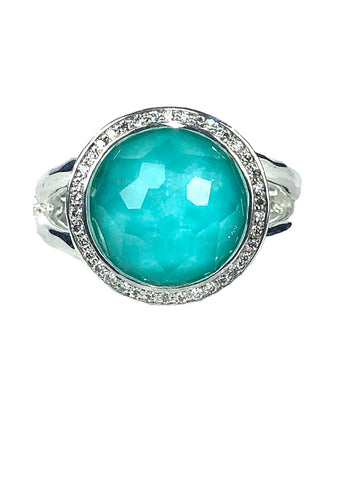 Mini Lollipop Turquoise Doublet Ring | Size 5.25