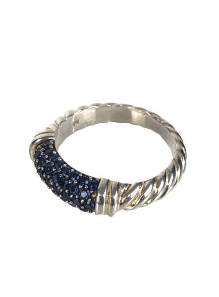 Blue Sapphires Cable Candy Metro Ring | Size 5.5