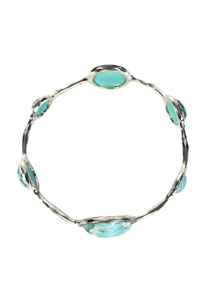 Sterling Silver Rock Candy Swiss Turquoise & Diamond Bangle