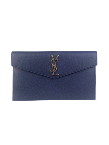 Grain De Poudre Calfskin Uptown Pouch in Blue Charron