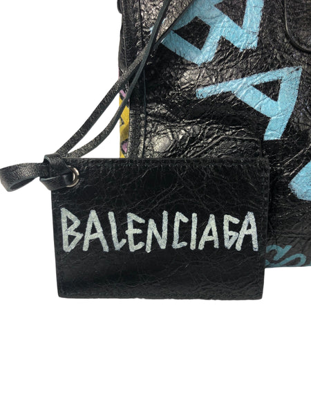 Agneu Graffiti All Over Classic Small Black Handbag