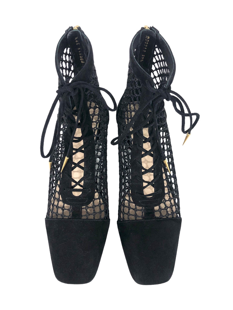 Dior Naughtily-d Fishnet & Suede Boot in Black