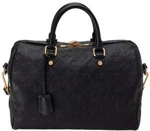 Speedy bandoulière leather handbag Louis Vuitton Black in Leather