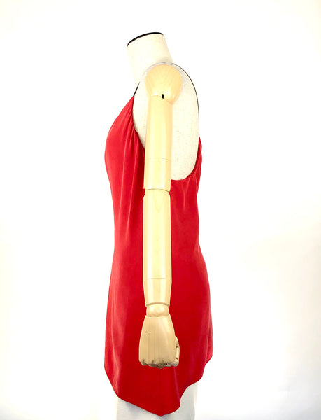 Red V-Neck Silk Strappy Top | Size M