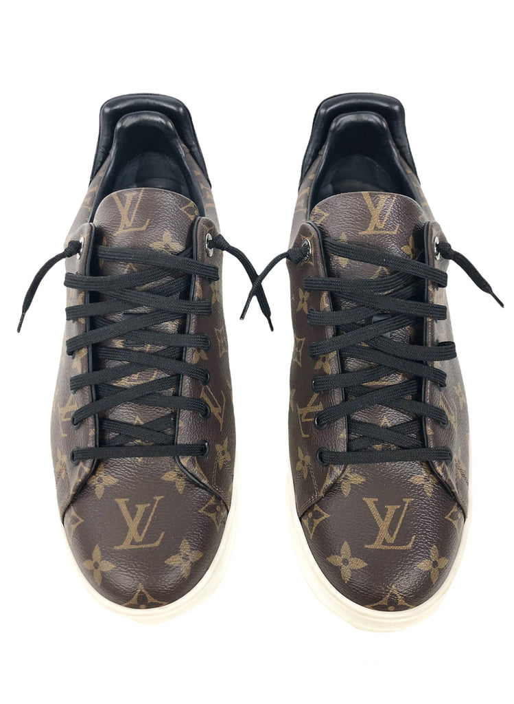 Louis Vuitton Brown Monogram Canvas And Black Leather Slalom Low Top  Sneakers Size 41